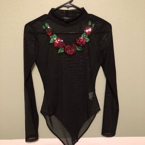 Black mesh bodysuit